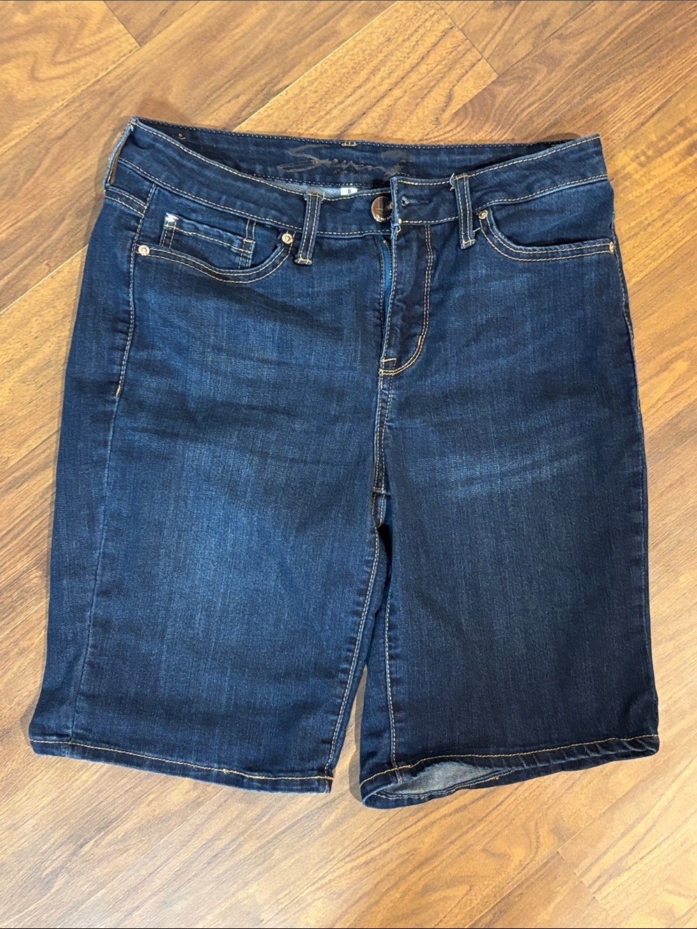 Seven Signature Dark Blue Denim Jean Shorts
